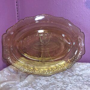 Vintage Federal Depression Glass Patrician Pattern Serving Platter GUC Home 30s